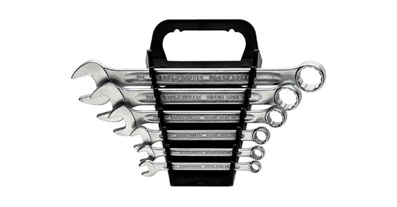 Combination wrench set DIN 3113 A ISO 7738 A CA steel 6 pcs AF 7-19 in holder