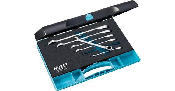 Comb. wrench set with ring ratchet 6 pieces AF 8/10/12/13/17/19 mm