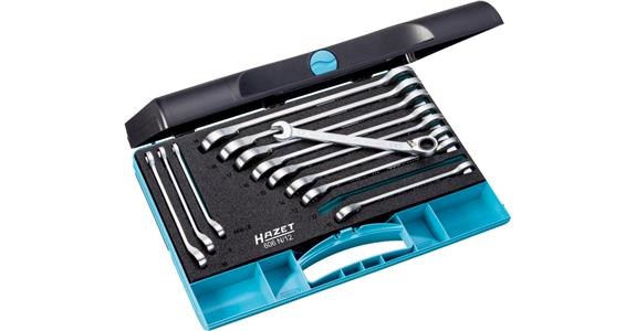 Combination wrench set with ring ratchet 12 pcs AF 8-19 mm