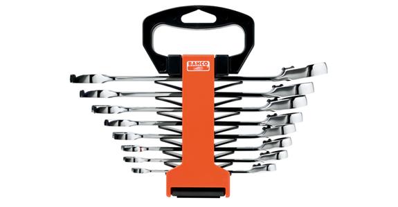 Bi-hexagon combination wrench with ring ratchet reversible 8 pieces