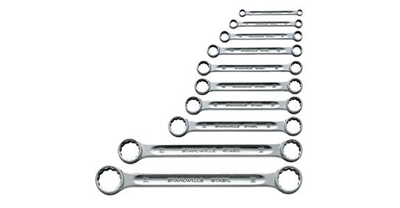 Straight box-end wrench set DIN 837, ISO 10103 CA steel 10 pcs AF 6x7-30x32