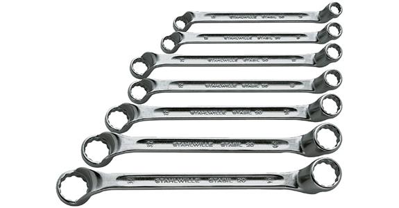 Depressed centre box-end wrench set DIN 838 CA steel, 7 pcs AF 6x7-18x19 mm