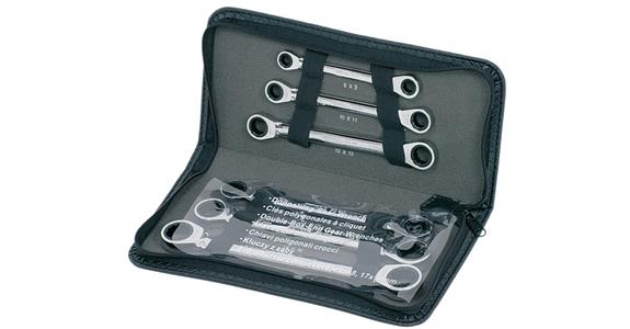 Bi-hexagon ratchet box wrench set 6 pieces straight AF 8-19 mm