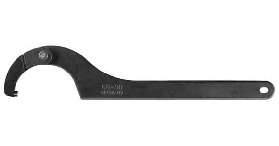 Articulated hook wrench with fixed pin dia. 10 mm for nuts dia. 165-230 mm