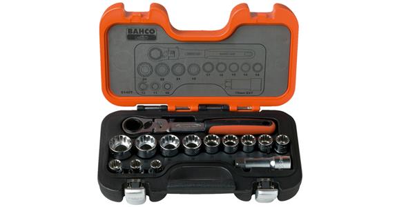 Zestaw kluczy przelotowych nasadowych BAHCO, 14 szt., 10–22 mm
