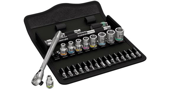 1/4 inch Zyklop metal ratchet set in robust fabric box, 28 pieces