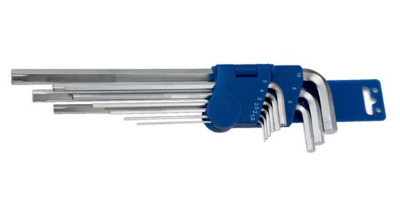 Hexagon pin wrench set 9 pieces size 1.5-10 mm in plastic clip