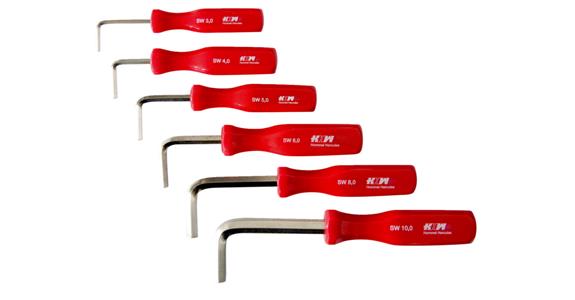 Hexagon pin wrench w. handle bent set nickel-plated CV steel 6 pcs 3-10 mm
