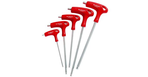Hexagon ball head pin wrench with 2-component T-handle AF 8x240 mm
