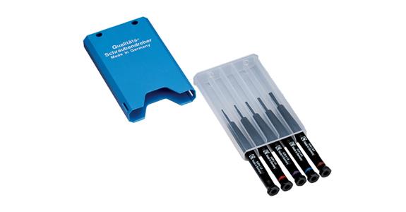Watchmaker's screwdriver set CV steel 7 pieces 0.6-2.3 mm in wooden box