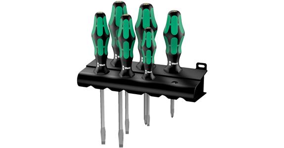 Screwdriver set, mixed, hex shoulder laser tip Kraftform handle, 6 pieces PH