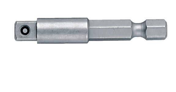 Adapter with sprung pin square drive E6.3 square 1/4 inch x 50 mm