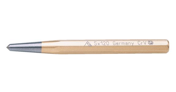 Octagonal centre punch DIN 7250 hammer head hardened CV steel tip dia. 4x120 mm