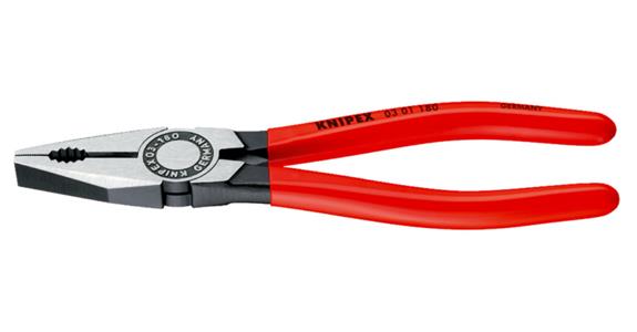 Szczypce uniwersalne KNIPEX 140 mm, poler. główka, z uchw. z tworz. sztucz.