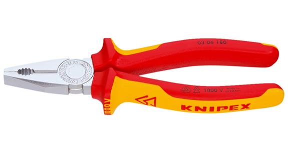 Szczypce uniwersalne KNIPEX VDE 180 mm, główka chromowana, z uchw. dwuskładn.
