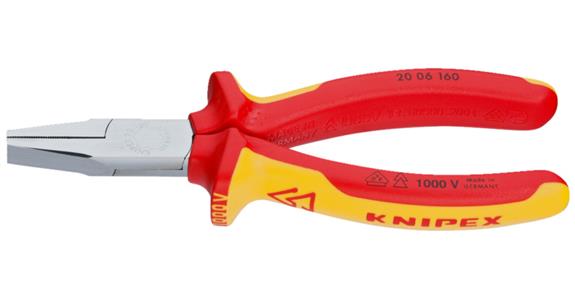 Szczypce płaskie KNIPEX VDE 160 mm, główka chromowana, z uchw. dwuskładn.