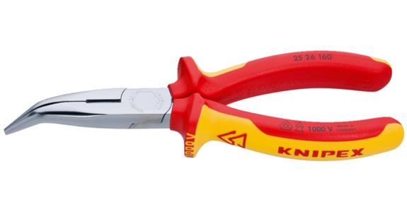 Szczypce półokr. KNIPEX VDE 200 mm, kątowe, chrom. główka, z uchw. 2-częściowym