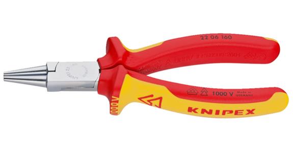 Szczypce okrągłe KNIPEX VDE 160 mm, główka chromowana, z uchw. dwuskładn.