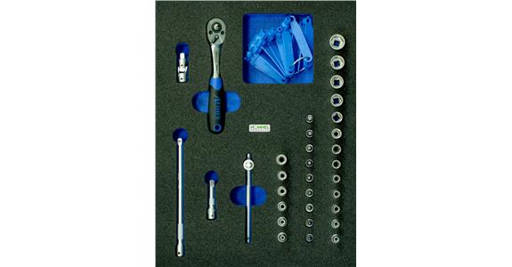 1/4 inch hexagon/TX socket wrench set 34 pcs in OPT-I-STORE insert 260x345x30