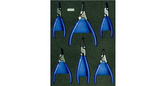Circlip pliers set 6 pieces in OPT-I-STORE insert 260x345x30 mm