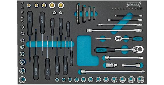 Tool assortment 1/4+3/8+1/2 inch 75 pieces