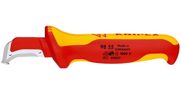 Nóż do usuwania płaszcza z kabla KNIPEX VDE, 155 mm, cięcie sk., uchwyt 2-cz.