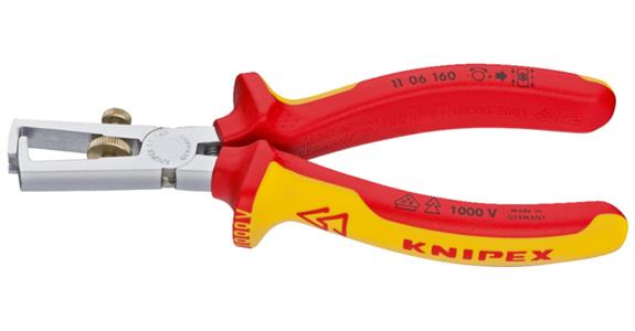 Szczypce do zdejm. izolacji KNIPEX VDE 160 mm, główka chrom., z uchw. dwuskładn.