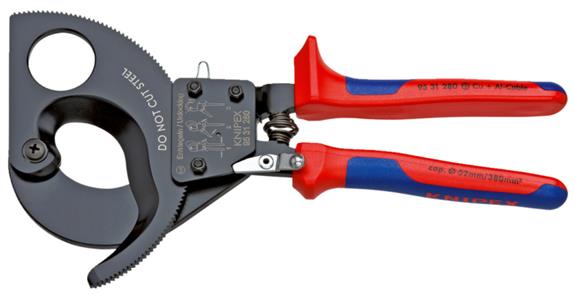 Nożyce do przewodów KNIPEX, 280 mm, funkcja grzechotki, z uchwytem 2-częściowym