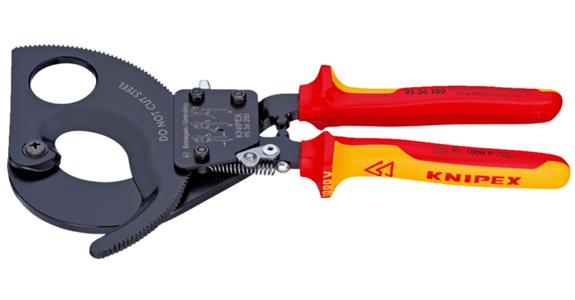 Nożyce do przewodów KNIPEX VDE, 280 mm, funkcja grzechotki, z uchw. 2-częściowym