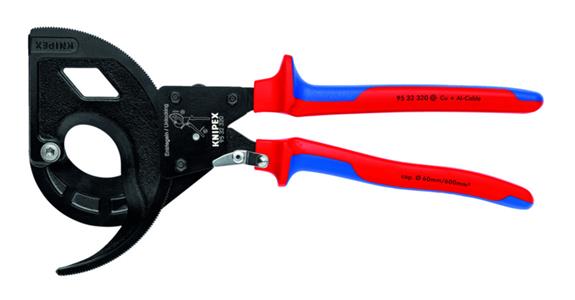 Nożyce do przew. KNIPEX, 320 mm, funkcja grzechotki, 3 prędk., z uchw. 2-częśc.