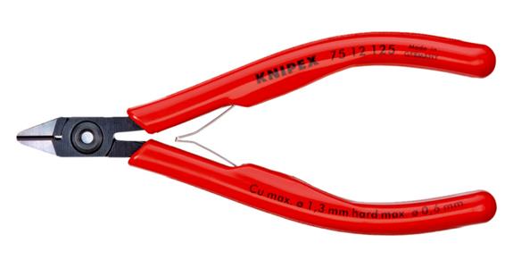 Szczypce do cięcia boczne do elektroniki KNIPEX, 125 mm, z fazą i zacisk. drutu