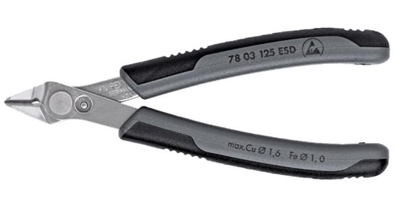 Szczypce elektroniczne KNIPEX Super Knips ESD, 125 mm, brąz., z zacisk. drutu