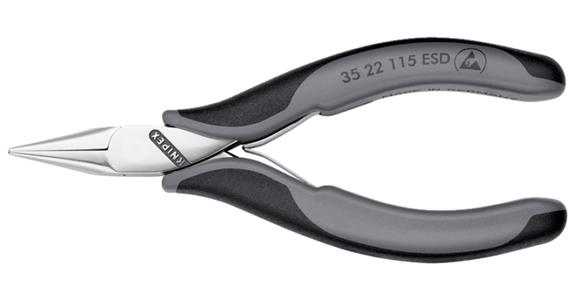 Szczypce chwytakowe dla elektroników KNIPEX ESD 115 mm, płaskie okrągłe szczęki
