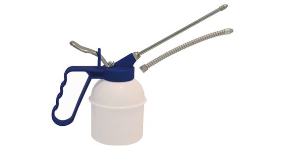 Ölspritzkanne Stahlblechbehälter 300 ml Blau lackiert mit Messingpumpe