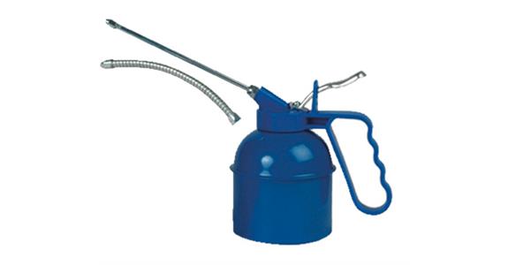 Oil spray can, sheet steel container, 300 ml, blue painted with brass pump