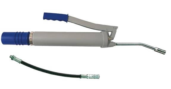Hand lever grease gun die-cast zinc head max. 400 bar, nozzle pipe bent