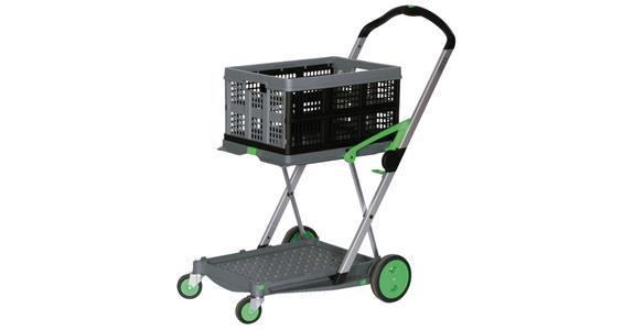Clax folding trolley 550x890x1025mm incl. folding box with 46L volume grey/green