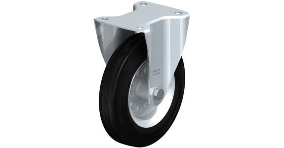 Sheet steel fixed castor with screw-on plate solid rubber diameter 125 mm