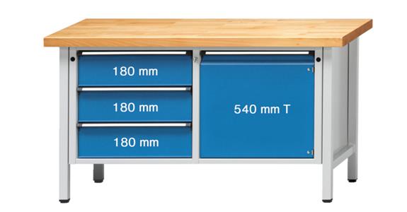Cabinet workbench model 106 V beech solid plate height 850 mm RAL 7035/5012