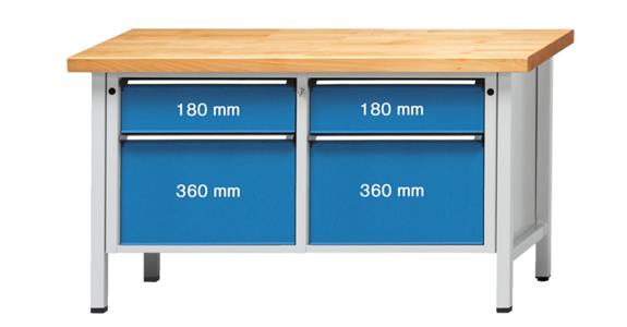 Cabinet workbench model 205 V beech solid plate height 850 mm RAL 7035/5012