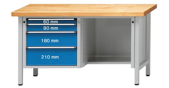 Cabinet workbench model 341 V universal plate height 850 mm RAL 7035/5012