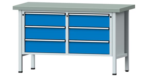 Cabinet workbench model 108 V plate w/ sh. st. coat. height 900 mm RAL 7035/5012