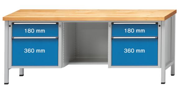 Cabinet workbench series V H=850mm univ. plate 2000x700mm RAL7035/5012 159kg