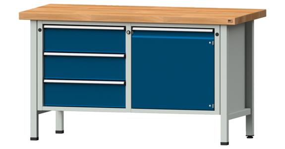 ANKE Stół warsztatowy, mod. 106 V pł. lity buk 1500 x 700 x 850 mm RAL 7035/5010