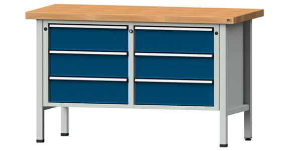 ANKE Stół warsztatowy, mod. 108 V pł. lity buk 1500 x 700 x 900 mm RAL 7035/5010
