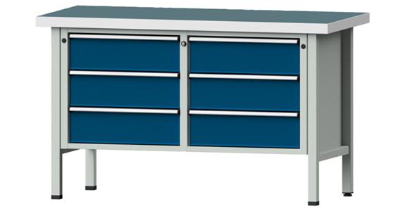 ANKE Stół warszt., mod.108 V, płyta z okł.uni. 1500 x 700 x 900 mm RAL 7035/5010