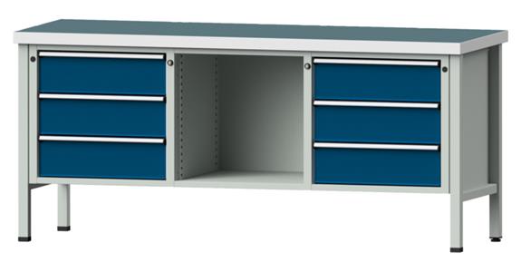 ANKE Stół warszt., mod.120 V, płyta z okł.uni. 2000 x 700 x 900 mm RAL 7035/5010