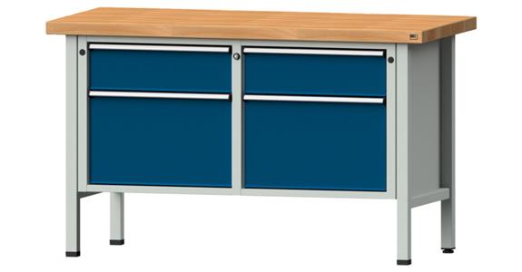 ANKE Stół warsztatowy, mod. 205 V pł. lity buk 1500 x 700 x 900 mm RAL 7035/5010