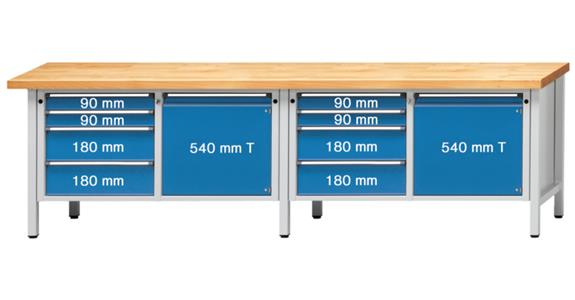 Cabinet workbench model 131 V plate w/ sh. st. coat. height 900 mm RAL 7035/5012