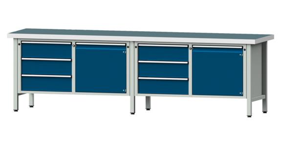ANKE Stół warszt., mod.106 V, płyta z okł.uni. 2800 x 700 x 850 mm RAL 7035/5010